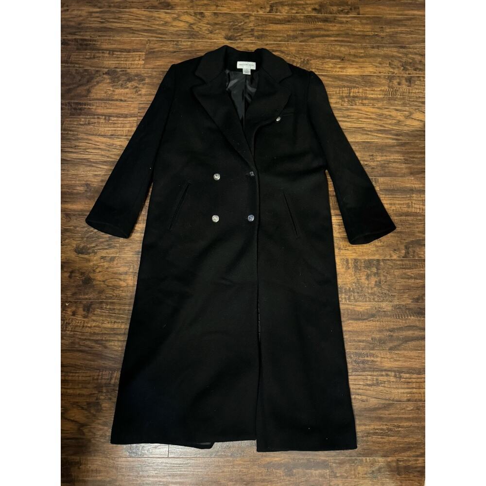 Preston & York Women's Black Long Wool Overcoat Size 8 Lined Pockets